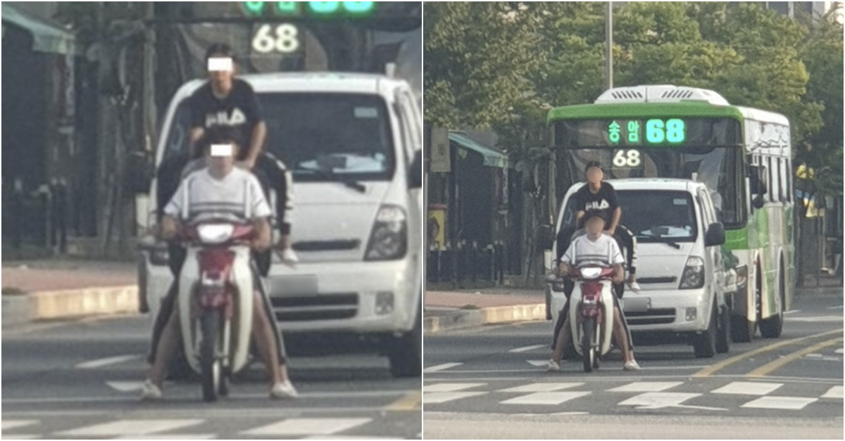 헬멧도 안 쓰고 오토바이 배달통 위에 올라타 폭주한 광주 청년들 디스패치 뉴스는 팩트다!