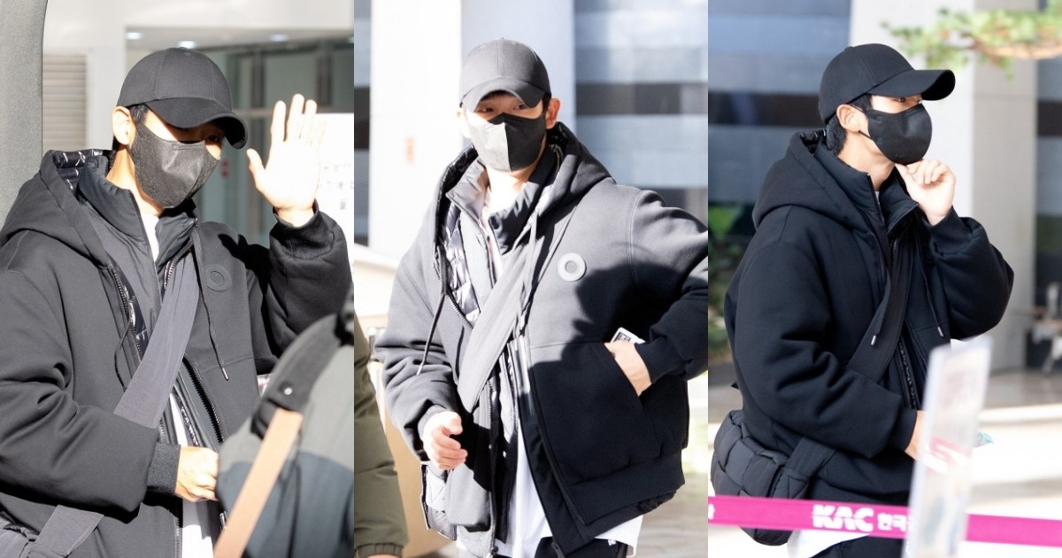 Jung Hae-in pulls off chic all-black fashion at airport | DIPE.CO.KR