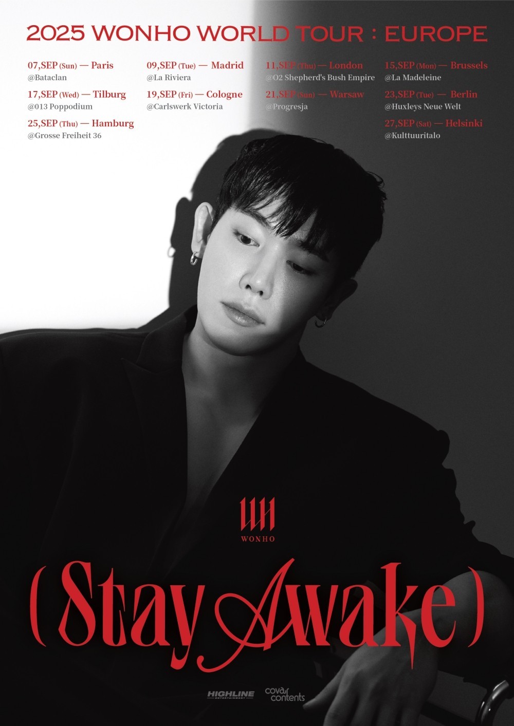 WONHO Announces Second European Tour 'STAY AWAKE'